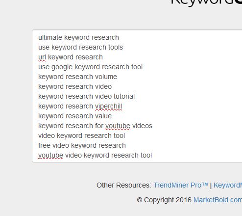 paste in your keywords